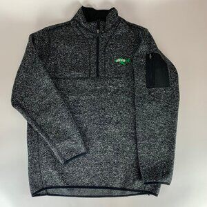New York Jets NFL Retro Gray Black Antigua 1/4 Zip Pullover Fleece Mens Large